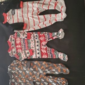 Lot of 3, boys, footsie pajamas, size 6/9 months